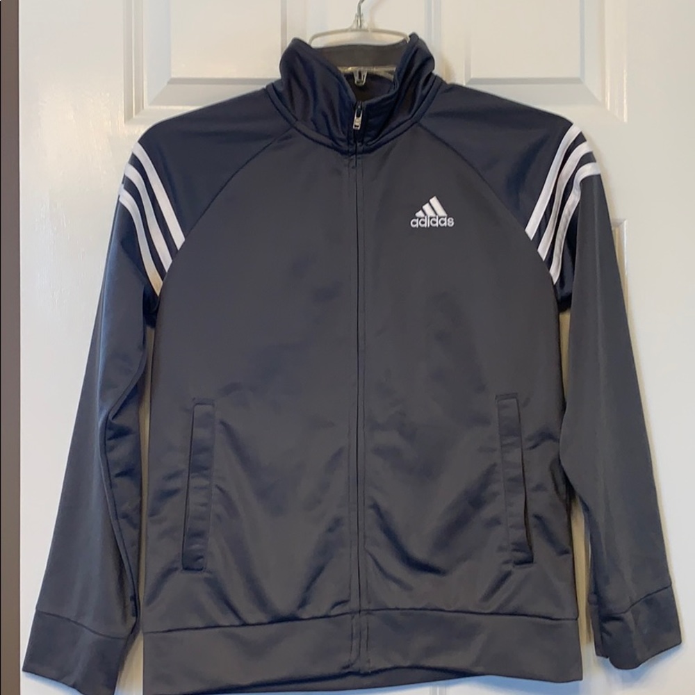 Adidas grey zip up jacket youth medium (10/12)